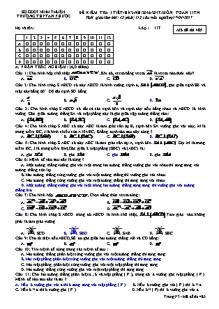 Đề kiểm tra 45 phút môn Toán Lớp 11 nâng cao - Mã đề: 485 - Năm học 2016-2017 - Trường THPT An Phước (Có đáp án)