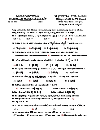 Đề kiểm tra 45 phút môn Toán Lớp 12 - Bài số 5 - Năm học 2016-2017 - Trường THPT Lê Quý Đôn (Có lời giải)