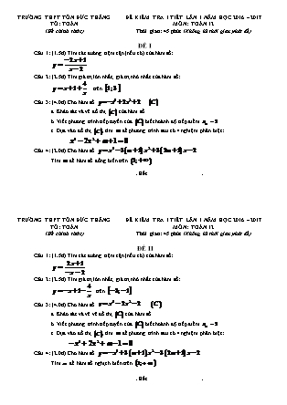 Đề kiểm tra 45 phút môn Toán Lớp 12 - Lần 1 - Năm học 2016-2017 - Trường THPT Tôn Đức Thắng (Có đáp án)