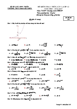 Đề kiểm tra 45 phút môn Toán Lớp 12 - Lần 3 - Mã đề: 357 - Năm học 2016-2017 - Trường THPT Phan Bội Châu (Có đáp án)