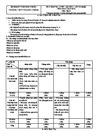 Đề kiểm tra 45 phút môn Vật lí Lớp 10 - Bài số 2 - Năm học 2015-2016 - Trường THPT Tôn Đức Thắng (Có đáp án)
