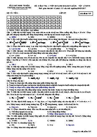 Đề kiểm tra 45 phút môn Vật lí Lớp 10 nâng cao - Mã đề: 757 - Năm học 2016-2017 - Trường THPT An Phước