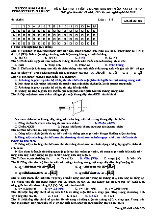 Đề kiểm tra 45 phút môn Vật lí Lớp 11 nâng cao - Mã đề: 209 - Năm học 2016-2017 - Trường THPT An Phước (Có đáp án)