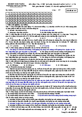 Đề kiểm tra 45 phút môn Vật lí Lớp 11 nâng cao - Mã đề: 245 - Năm học 2016-2017 - Trường THPT An Phước (Có đáp án)