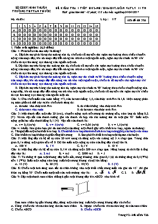 Đề kiểm tra 45 phút môn Vật lí Lớp 11 nâng cao - Mã đề: 326 - Năm học 2016-2017 - Trường THPT An Phước (Có đáp án)