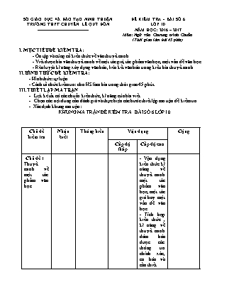 Đề kiểm tra 90 phút môn Ngữ văn Lớp 10 - Bài số 6 - Năm học 2016-2017 - Trường THPT Lê Quý Đôn (Có đáp án)