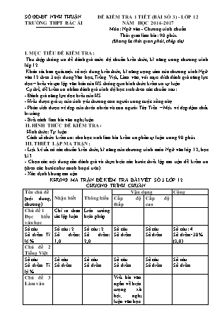 Đề kiểm tra 90 phút môn Ngữ văn Lớp 12 - Bài số 3 - Năm học 2016-2017 - Trường THPT Bác Ái (Có đáp án)
