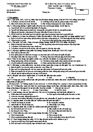 Đề kiểm tra Học kì 1 môn Lịch sử Lớp 11 - Năm học 2016-2017 - Trường THPT Nguyễn Du