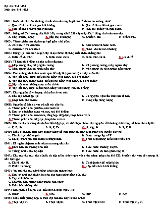 Đề kiểm tra Học kì 1 môn Sinh học Lớp 11 - Năm học 2016-2017 - Trường THPT Ninh Hải (Có đáp án)