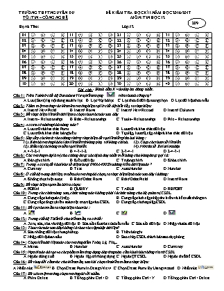 Đề kiểm tra Học kì 1 môn Tin học Lớp 12 - Năm học 2016-2017 - Trường THPT Nguyễn Du