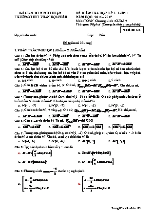 Đề kiểm tra Học kì 1 môn Toán Lớp 11 - Mã đề: 132 - Năm học 2016-2017 - Trường THPT Phan Bội Châu (Có đáp án)