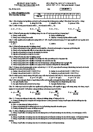 Đề kiểm tra Học kì 1 môn Vật lí Lớp 11 - Mã đề: 002 - Năm học 2016-2017 - Trường THPT Nguyễn Huệ (Có đáp án)