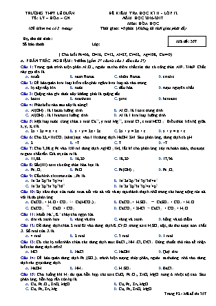 Đề kiểm tra Học kì 2 môn Hóa học Lớp 12 - Mã đề: 357 - Năm học 2016-2017 - Trường THPT Lê Duẩn (Có đáp án)