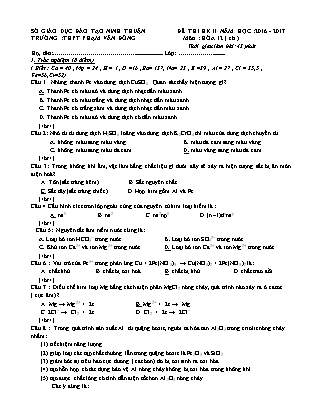 Đề kiểm tra Học kì 2 môn Hóa học Lớp 12 - Năm học 2016-2017 - Trường THPT Phạm Văn Đồng