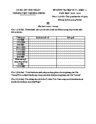 Đề kiểm tra Học kì 2 môn Lịch sử Lớp 11 - Năm học 2015-2016 - Trường THPT Trường Chinh (Có đáp án)