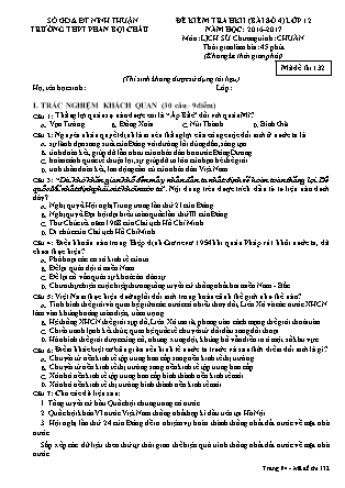 Đề kiểm tra Học kì 2 môn Lịch sử Lớp 12 - Bài số 4 - Mã đề: 132 - Năm học 2016-2017 - Trường THPT Phan Bội Châu (Có đáp án)