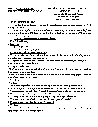 Đề kiểm tra Học kì 2 môn Ngữ văn Lớp 10 - Bài số 7 - Năm học 2015-2016 - Trường THPT Phạm Văn Đồng (Có đáp án)