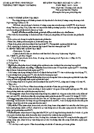 Đề kiểm tra Học kì 2 môn Ngữ văn Lớp 11 - Bài số 7 - Năm học 2015-2016 - Trường THPT Phạm Văn Đồng (Có đáp án)