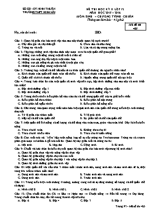 Đề kiểm tra Học kì 2 môn Sinh học Lớp 12 - Mã đề: 485 - Năm học 2015-2016 - Trường THPT Ninh Hải (Có đáp án)