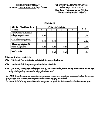 Đề kiểm tra Học kì 2 môn Toán Lớp 10 - Năm học 2016-2017 - Trường THPT Lê Quý Đôn