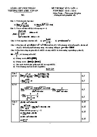 Đề kiểm tra Học kì 2 môn Toán Lớp 11 - Năm học 2015-2016 - Trường THPT Chu Văn An (Có đáp án)