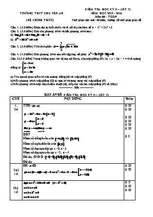 Đề kiểm tra Học kì 2 môn Toán Lớp 12 - Năm học 2015-2016 - Trường THPT Chu Văn An (Có đáp án)