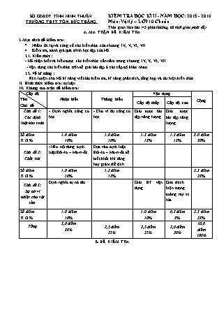 Đề kiểm tra Học kì 2 môn Vật lí Lớp 10 - Bài số 4 - Năm học 2015-2016 - Trường THPT Tôn Đức Thắng (Có đáp án)