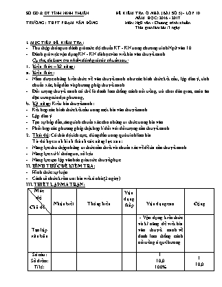 Đề kiểm tra ở nhà môn Ngữ văn Lớp 10 - Bài số 5 - Năm học 2016-2017 - Trường THPT Phạm Văn Đồng (Có đáp án)
