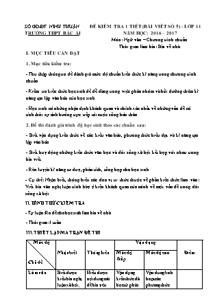 Đề kiểm tra ở nhà môn Ngữ văn Lớp 11 - Bài số 5 - Năm học 2016-2017 - Trường THPT Bác Ái (Có đáp án)