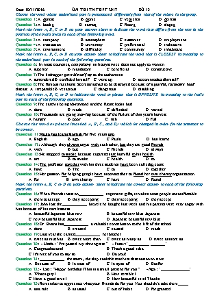 Đề luyện thi THPT Quốc gia môn Tiếng Anh - Đề 13 - Năm học 2017 (Có đáp án)