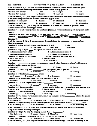 Đề luyện thi THPT Quốc gia môn Tiếng Anh - Đề 22 - Năm học 2017 (Có đáp án)