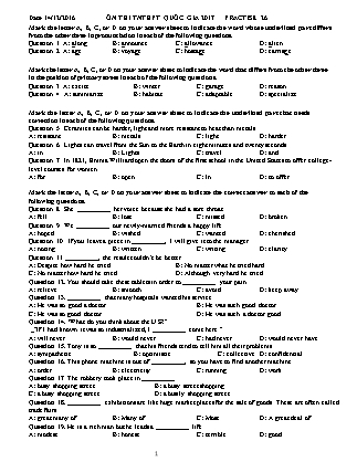 Đề luyện thi THPT Quốc gia môn Tiếng Anh - Đề 26 - Năm học 2017 (Có đáp án)