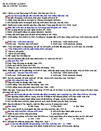 Đề thi môn Lịch sử Lớp 12 - Mã đề: 20.03.2 - Năm học 2016-2017 - Trường THPT An Phước (Có đáp án)