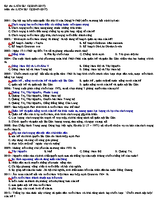 Đề thi môn Lịch sử Lớp 12 - Năm học 2016-2017 - Trường THPT An Phước (Có đáp án)