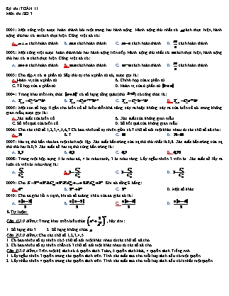 Đề thi môn Toán Lớp 11 - Bài số 3 - Năm học 2016-2017 - Trường THPT Tôn Đức Thắng