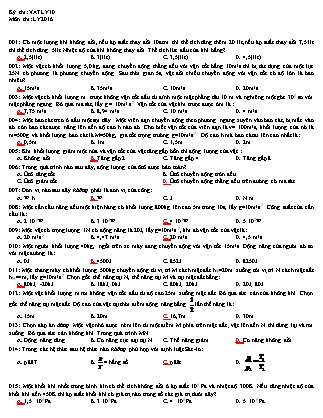 Đề thi môn Vật lí Lớp 10 - Năm học 2015-2016 - Trường THPT Ninh Hải (Có đáp án)