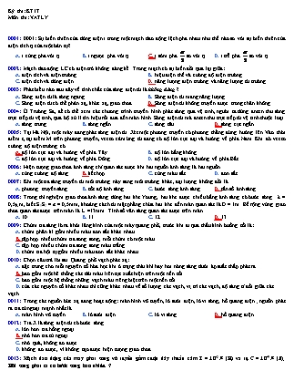 Đề thi môn Vật lí Lớp 12 - Năm học 2015-2016 - Trường THPT Tôn Đức Thắng (Có đáp án)