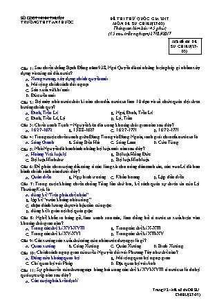 Đề thi thử Quốc gia môn Lịch sử Lớp 10 - Mã đề: C2703 - Trường THPT An Phước (Có đáp án)