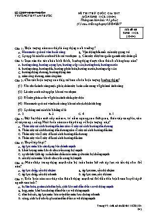 Đề thi thử Quốc gia môn Sinh học Lớp 11 - Mã đề: 10.04.1 - Năm học 2016-2017 - Trường THPT An Phước (Có đáp án)