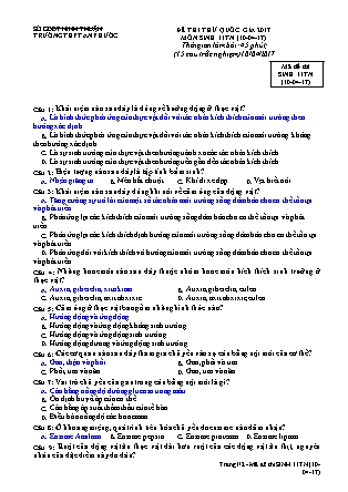 Đề thi thử Quốc gia môn Sinh học Lớp 11 - Mã đề: 10.04.2 - Năm học 2016-2017 - Trường THPT An Phước (Có đáp án)
