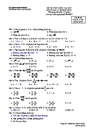 Đề thi thử Quốc gia môn Toán Lớp 12 - Mã đề: 03.04.1 - Năm học 2016-2017 - Trường THPT An Phước (Có đáp án)