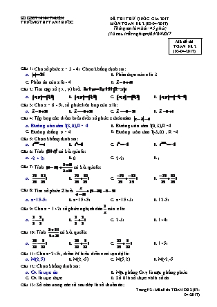 Đề thi thử Quốc gia môn Toán Lớp 12 - Mã đề: 03.04.2 - Năm học 2016-2017 - Trường THPT An Phước (Có đáp án)
