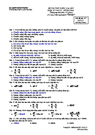 Đề thi thử Quốc gia môn Vật lí Lớp 10 - Mã đề: 10TN1 - Năm học 2016-2017 - Trường THPT An Phước (Có đáp án)