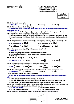 Đề thi thử Quốc gia môn Vật lí Lớp 11 nâng cao - Mã đề: 11TN1 - Năm học 2016-2017 - Trường THPT An Phước (Có đáp án)