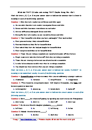 Đề thi thử THPT Quốc gia môn Tiếng Anh - Lần 2 - Năm học 2018 - Trường THPT chuyên Hưng Yên (Có đáp án)