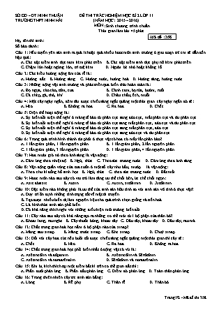 Đề thi trắc nghiệm Học kì 2 môn Sinh học Lớp 11 - Mã đề: 358 - Trường THPT Ninh Hải (Có đáp án)