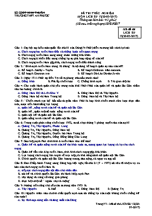 Đề thi trắc nghiệm môn Lịch sử Lớp 12 - Mã đề: 20.03 - Trường THPT An Phước (Có đáp án)