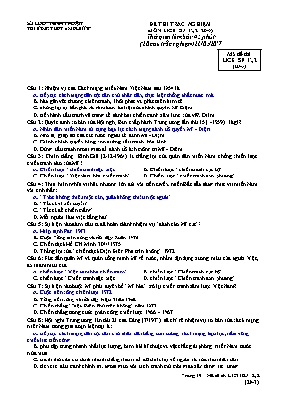 Đề thi trắc nghiệm môn Lịch sử Lớp 12 - Mã đề: 20.03.2 - Trường THPT An Phước (Có đáp án)