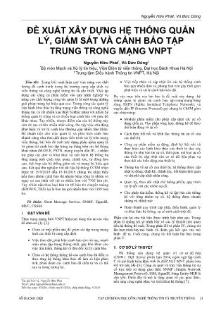 Đề xuất xây dựng hệ thống quản lý, giám sát và cảnh báo tập trung trong mạng VNPT