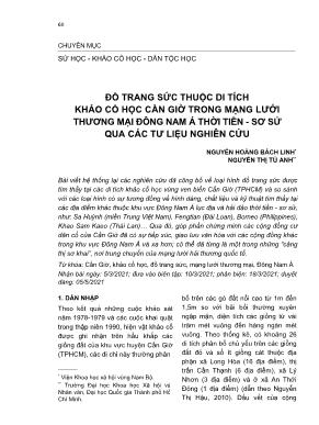 Đồ trang sức thuộc di tích khảo cổ học cần giờ trong mạng lưới thương mại Đông Nam Á thời Tiền - Sơ sử qua các tư liệu nghiên cứu